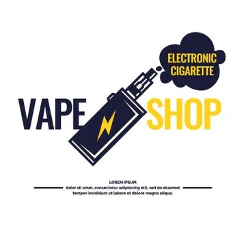 Drawing and poster of Electronic cigarette. Stock Illustration