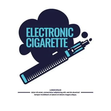 Drawing and poster of Electronic cigarette. Stock Illustration
