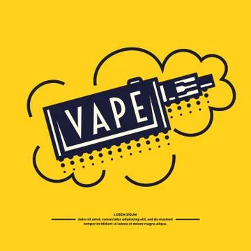 Drawing and poster of Electronic cigarette. Stock Illustration