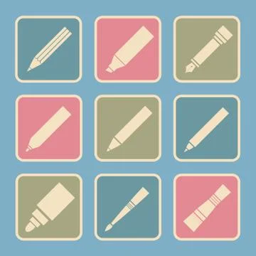 Drawing and writing tool icon Stock Illustration