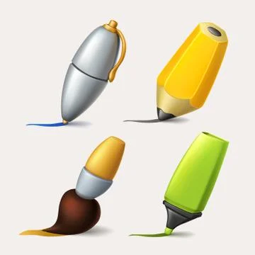Drawing and writing tools set Stock Illustration