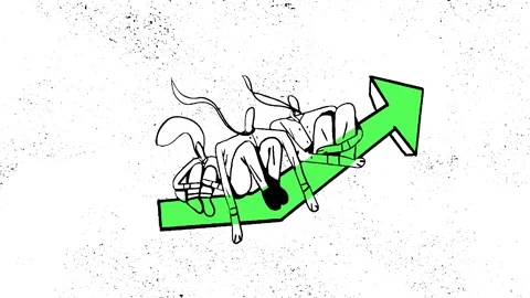 Drawing Animation with People on big rocket arrow rise to success. Stock Footage 144221295