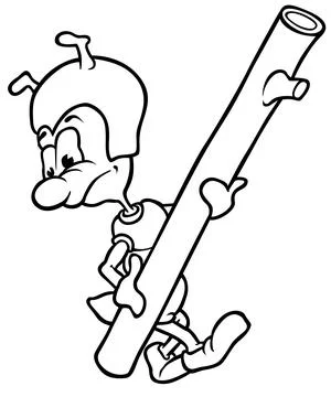 Drawing of an Ant Carrying Part of a Stem Stock Illustration