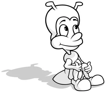 Drawing of an Ant Sitting on the Ground Stock Illustration