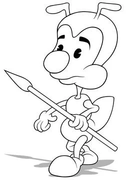Drawing of an Ant Walking with a Spear Illustrazione stock