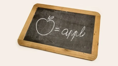 Drawing of an apple on a blackboard Stock Footage 89121460