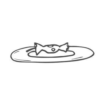 Drawing of an apple core on the plate. Doodle Stock Illustration