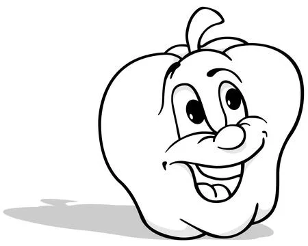Drawing of an Apple with a Smiling Face Stock Illustration