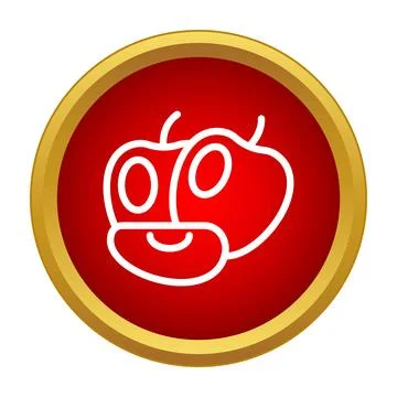 Drawing apples icon in red circle button Stock Illustration