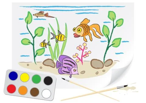 Drawing aquarium Stock Illustration