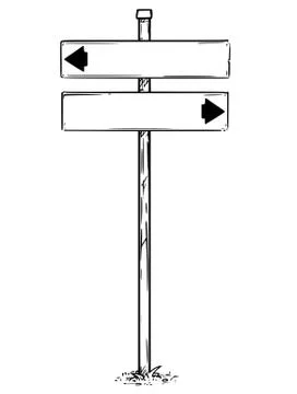 Drawing of Arrow Empty Blank Traffic Sign Stock Illustration