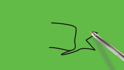 Drawing an arrow on left direction with tail on green background Видео 135302900
