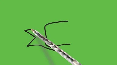 Drawing an arrow on right direction with tail on green background Vidéo 135302865
