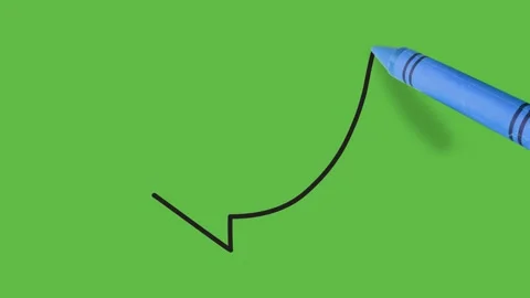 Drawing of an arrow top to bottom on left side on green background Vidéo 135654558