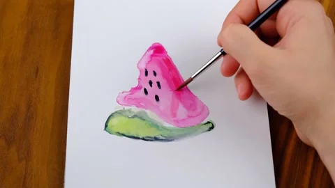 Drawing arts watermelon slice Stock Footage 236280323