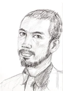 Drawing of asian man Stock Photos