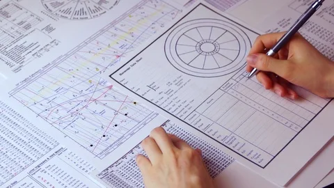 Drawing up an astrological forecast Stock Footage 103196411