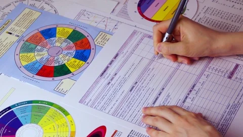 Drawing up an astrological forecast Stock Footage 103196427