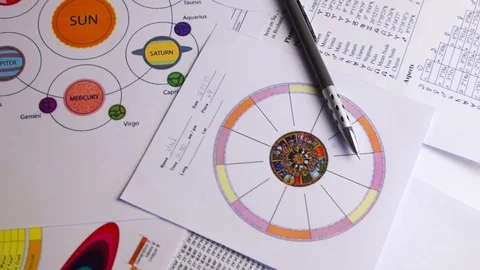 Drawing up an astrological forecast Stock Footage 103196444