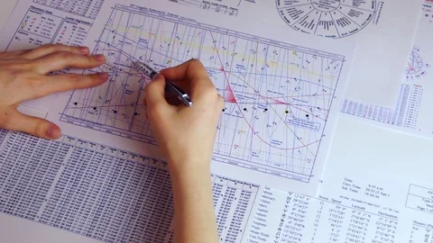 Drawing up an astrological forecast Stock Footage 103196449