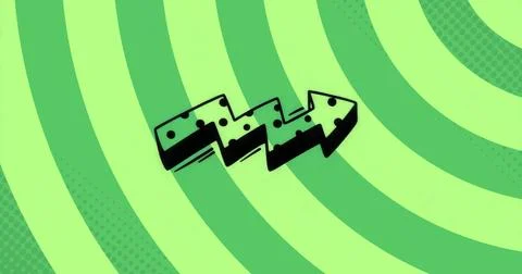 Drawing attention to chunky zigzag arrow graphic on digital design, with green Stock Illustration