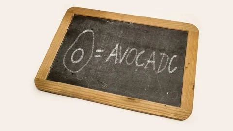 Drawing of an avocado on a blackboard Stock Footage 89121049