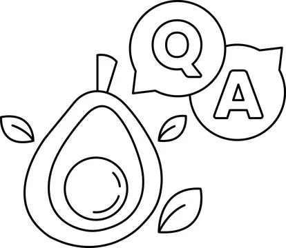 A drawing of an avocado with a question mark and an A above it Stock Illustration