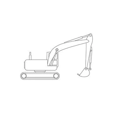 Drawing of backhoe loader on white background 스톡 일러스트