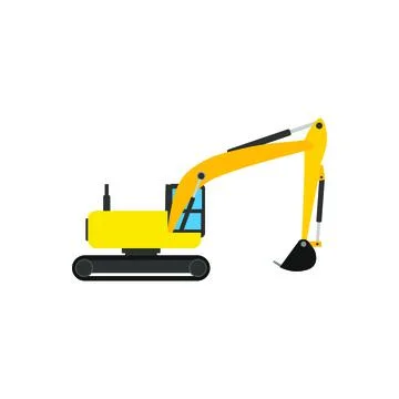 Drawing of backhoe loader on white background 스톡 일러스트