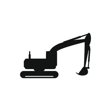 Drawing of backhoe loader on white background 스톡 일러스트