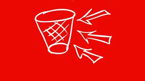 Drawing a basket with a tablet on a red background Stock-Footage 292300973