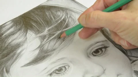 Drawing a beautiful portret Stock Footage 148323146