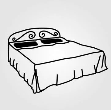 Drawing of a bed for two  Stock Illustration
