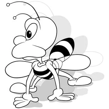 Drawing of a Bee on All Four Limbs with a Turned Head Stock Illustration