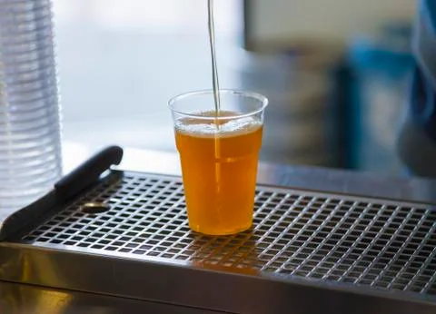 Drawing beer in a plastic cup Stock Photos