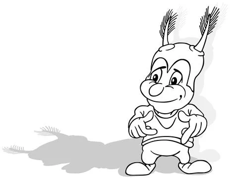 Drawing of a Beetle with Large Feelers on its Head Stock Illustration