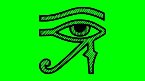 Drawing black fill horus eye concept icon top bell animation Stock Footage 333017232