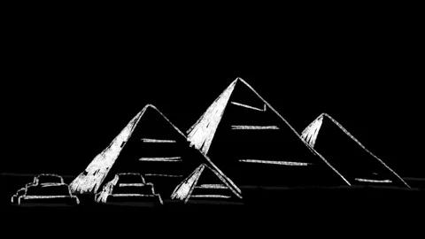 Drawing on the blackboard of the pyramids in Egypt Stock Footage 111804894