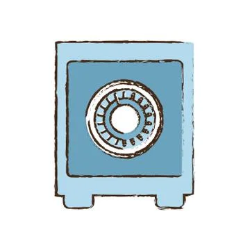 Drawing blue closed box save money bank Stockillustratie