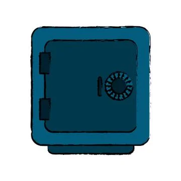 Drawing blue closed safe box money bank 库存插图