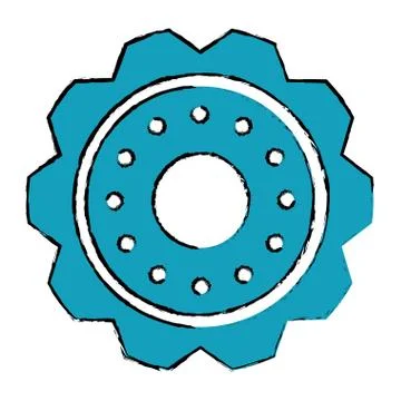 Drawing blue gear wheel engine cog icon Stock Illustration