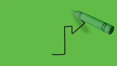Drawing of an both side arrow with center at the bottom on green background Video stock 135303181