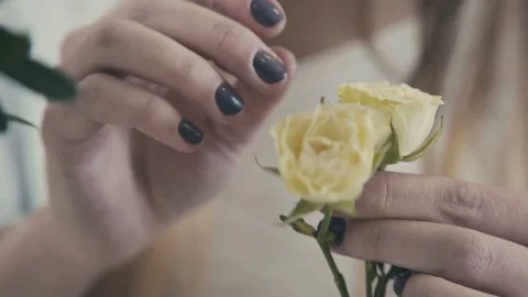 Drawing up bouquets. The process of creating a floral composition Stock Footage 73503266