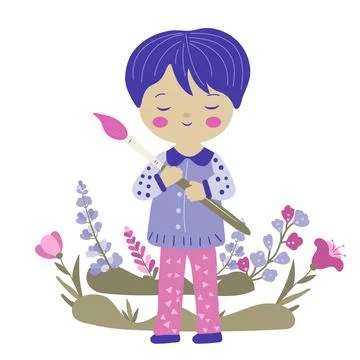 Drawing boy vector illustrations on the white background Stock Illustration