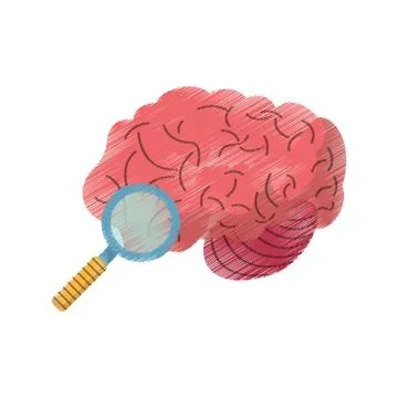 Drawing brain search idea creativity Stockillustratie