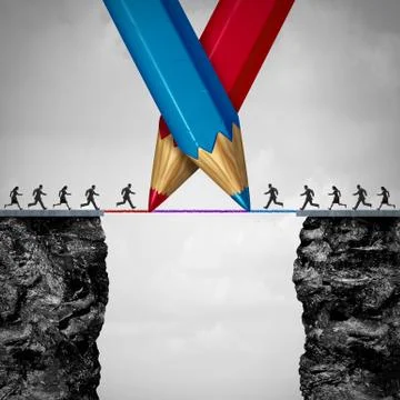 Drawing A Bridge Together 库存插图