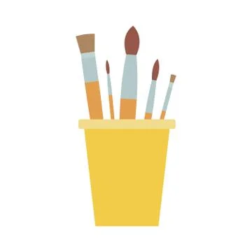 Drawing brushes in a glass vector flat isolated Stock Illustration