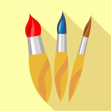 Drawing brushes icon, flat style Illustration