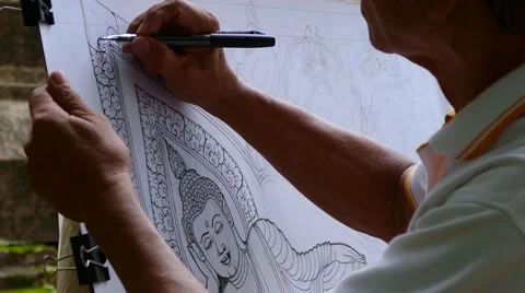 Drawing Buddha Stock Footage 66494922