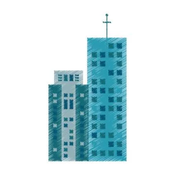 Drawing building architecture modern Stock Illustration